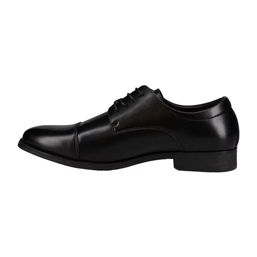 Van Heusen Turk Mens Black Oxford Cap Toe Dress Shoes Size 9 NWT - Picture 3 of 6